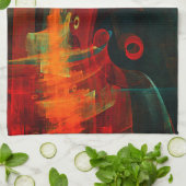 Water Orange Red Blue Modernes Abstraktes Kunstmus Geschirrtuch (Gefaltet)