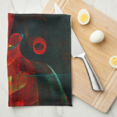 Water Orange Red Blue Modernes Abstraktes Kunstmus Geschirrtuch (Viertel Falte)