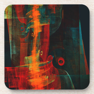 Water Orange Red Blue Modernes Abstraktes Kunstmus Getränkeuntersetzer
