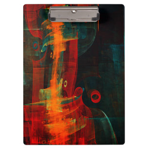 Water Orange Red Blue Modernes Abstraktes Kunstmus Klemmbrett
