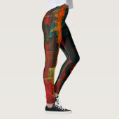 Water Orange Red Blue Modernes Abstraktes Kunstmus Leggings (Rechts)