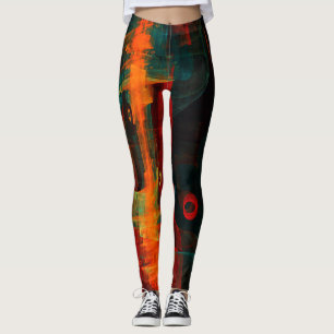Water Orange Red Blue Modernes Abstraktes Kunstmus Leggings