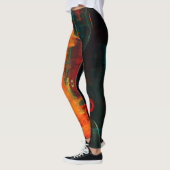 Water Orange Red Blue Modernes Abstraktes Kunstmus Leggings (Links)