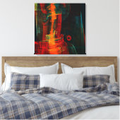 Water Orange Red Blue Modernes Abstraktes Kunstmus Leinwanddruck (Insitu (Schlafzimmer))