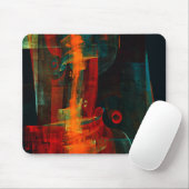 Water Orange Red Blue Modernes Abstraktes Kunstmus Mousepad (Mit Mouse)