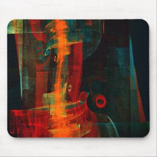 Water Orange Red Blue Modernes Abstraktes Kunstmus Mousepad