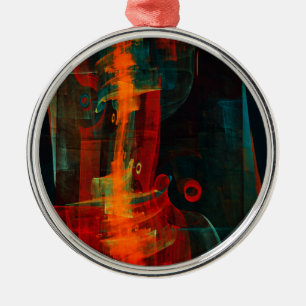 Water Orange Red Blue Modernes Abstraktes Kunstmus Ornament Aus Metall