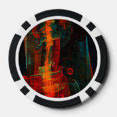 Water Orange Red Blue Modernes Abstraktes Kunstmus Pokerchips (Rückseite)