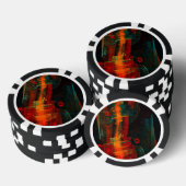 Water Orange Red Blue Modernes Abstraktes Kunstmus Pokerchips (Stapel)