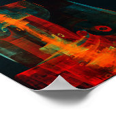 Water Orange Red Blue Modernes Abstraktes Kunstmus Poster (Ecke)