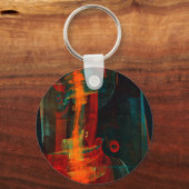 Water Orange Red Blue Modernes Abstraktes Kunstmus Schlüsselanhänger (Vorderseite)