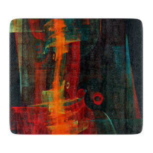 Water Orange Red Blue Modernes Abstraktes Kunstmus Schneidebrett