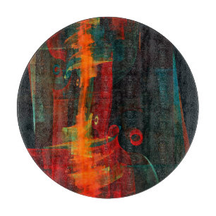 Water Orange Red Blue Modernes Abstraktes Kunstmus Schneidebrett