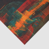 Water Orange Red Blue Modernes Abstraktes Kunstmus Seidenpapier (Ausschnitt)