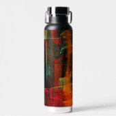 Water Orange Red Blue Modernes Abstraktes Kunstmus Trinkflasche (Vorne)