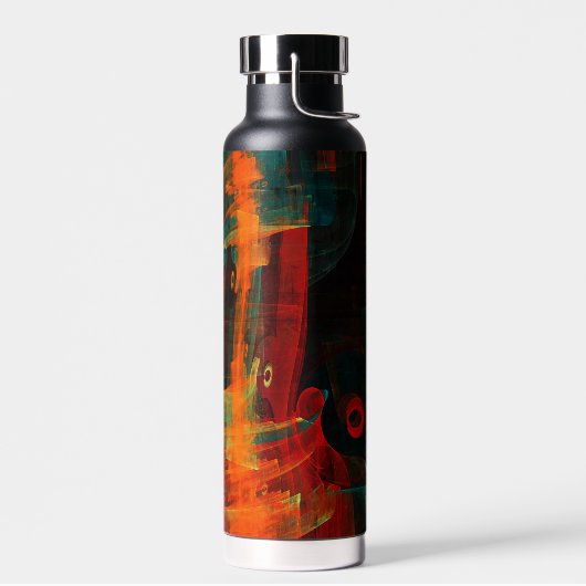 Water Orange Red Blue Modernes Abstraktes Kunstmus Trinkflasche (Links)