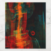 Water Orange Red Blue Modernes Abstraktes Kunstmus Weinetikett (Einzelnes Label)