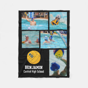 Water Polo 5 Foto Collage Name # Team Custom Flee Fleecedecke