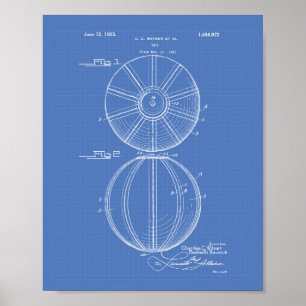 Water Polo Ball 1923 Patent Art Blueprint Poster