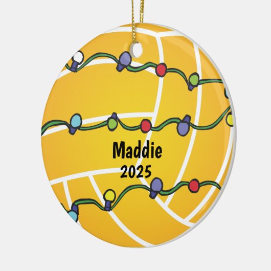 Water Polo Ball With Lights Holiday Customizable Keramik Ornament (Links)
