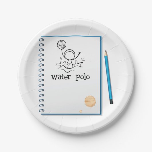 Water Polo Doodle Sketch HandGezeichnet Wasserspor Pappteller (Vorderseite)