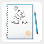 Water Polo Doodle Sketch HandGezeichnet Wasserspor Quadratischer Aufkleber (Vorderseite)
