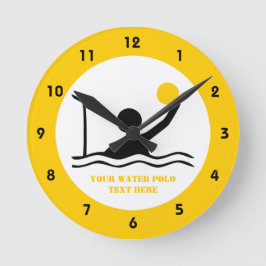 Water polo player black silhouette custom runde wanduhr
