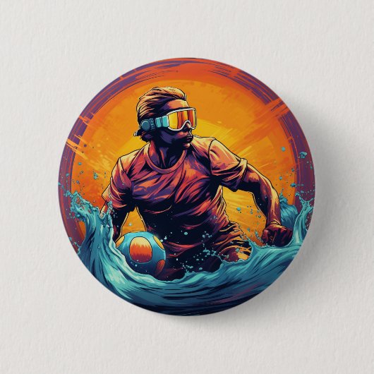 Water Polo Player Colorful Waterpolo Button (Vorderseite)