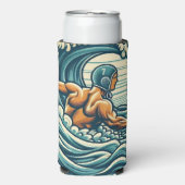 Water-polo Player Drinks Can / Bottle Cooler Selters Dosenkühler (Seltzer Vorderseite)