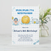 Water Polo Pool Party Boy Birthday Invitation Einladung (Stehend Vorderseite)