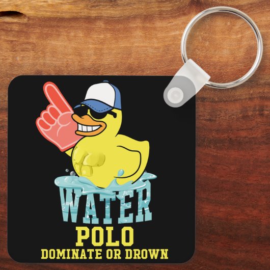 Water Polo Rubber Duck Dominate oder Drop on Funny Schlüsselanhänger (Rückseite)