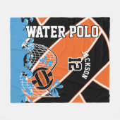 Water Polo 🤽 ♀️ Sport in Orange, Black und White Fleecedecke (Vorderseite (Horizontal))