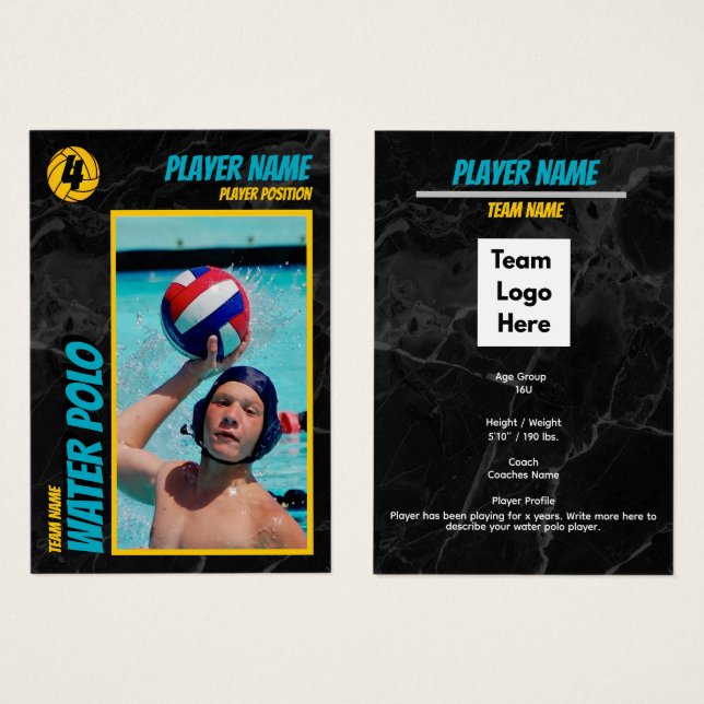 Water Polo Trading Card Customizable Collectible (Vorne & Hinten)