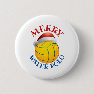 Water Polo Weihnachtsball mit Weihnachtsmannmütze Button