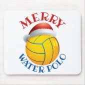 Water Polo Weihnachtsball mit Weihnachtsmannmütze Mousepad (Vorne)