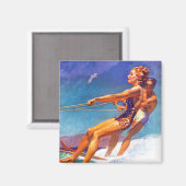 Water Ski by McClelland Barclay Magnet (Vorderseite/Rückseite)