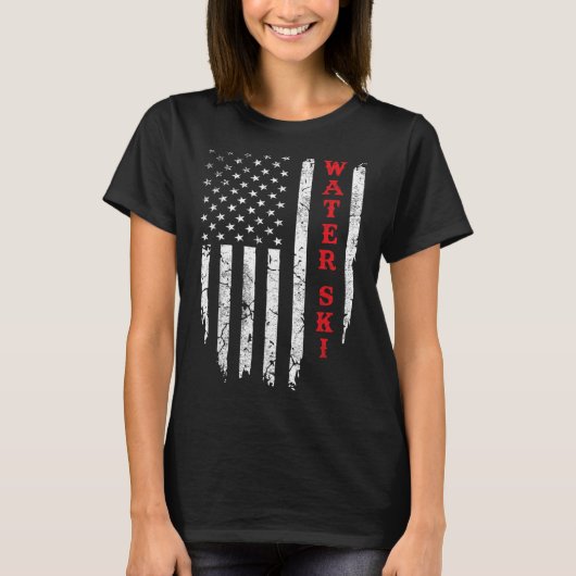 Water Ski Distressed American Flag July 4th Water  T-Shirt (Vorderseite)