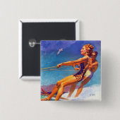 Water Skier von McClelland Barclay Button (Vorne & Hinten)