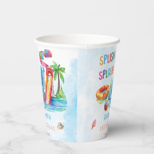 Water Slide Splish Splash Birthday Party Pappbecher (Rechts)