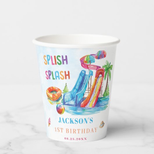 Water Slide Splish Splash Birthday Party Pappbecher (Vorderseite)