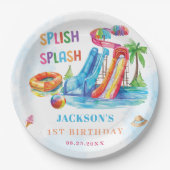 Water Slide Splish Splash Birthday Party Pappteller (Vorderseite)