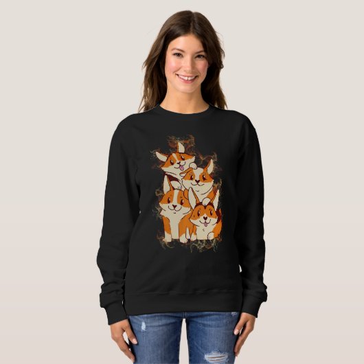 Water Splash Corgi Dog Pile Sweatshirt (Vorne ganz)