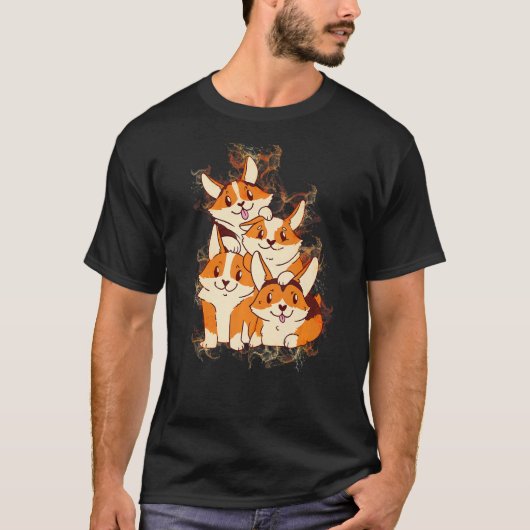 Water Splash Corgi Dog Pile T-Shirt (Vorderseite)