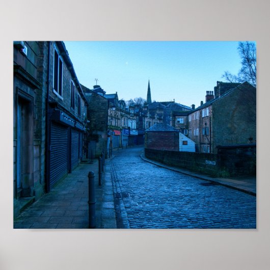 Water Street Todmorden - Cobbled Charm at Dusk Poster (Vorne)