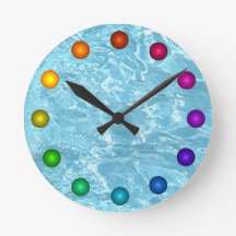 Water Summer Patio Clock Sunlight Blue White Pool