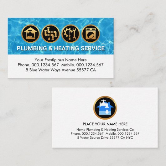 Water Surface Home Plumbing Repair Visitenkarte (Vorne/Hinten)