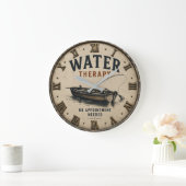 Water Therapy Rustic Fisherman Gift Große Wanduhr (Zuhause)