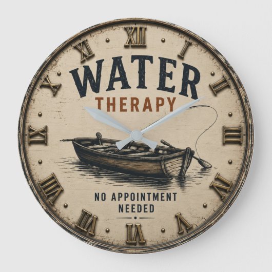 Water Therapy Rustic Fisherman Gift Große Wanduhr (Vorderseite)