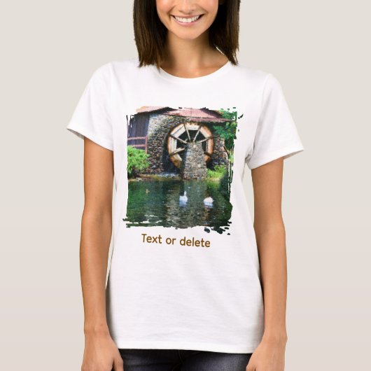 Water Wheel Pond Seurat Painting Art Personalized T-Shirt (Vorderseite)