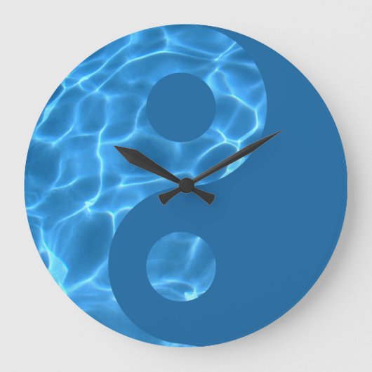 Water Yin Yang Wall Clock Große Wanduhr (Vorderseite)
